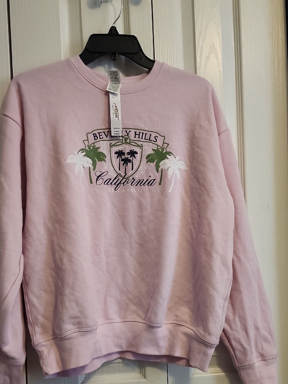 Beverly Hills California Pink Crewneck Sweatshirt